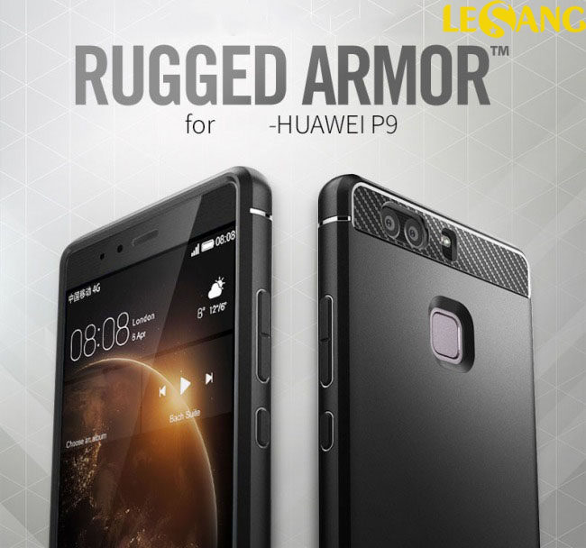 Ốp lưng Huawei P9 Spigen Rugged Armor nhựa mềm 1